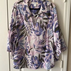 C&C California Women's Lavender Leaf Print Blouse